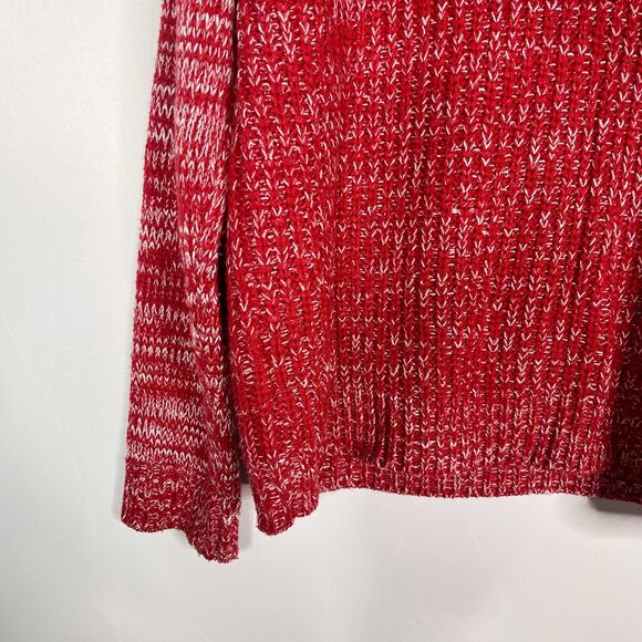 Native Youth Mens XLarge XL Red Contrast Sleeve Pullover Sweater Crew Neck Marl - Picture 6 of 10